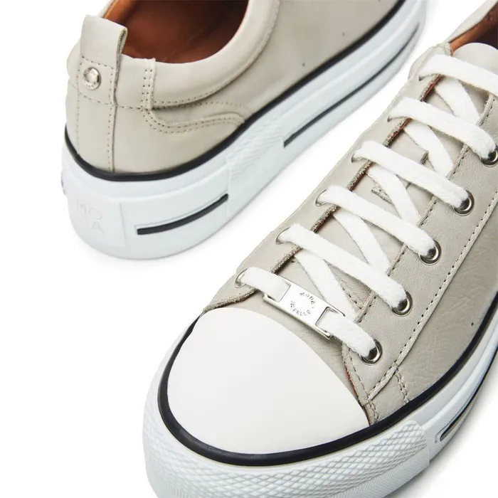 Women Moda In Pelle Casual Trainers Avena Light Grey Leather