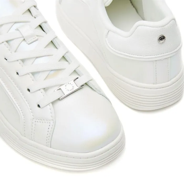Women Moda In Pelle Casual Trainers Bearly White Iridescent Porvair