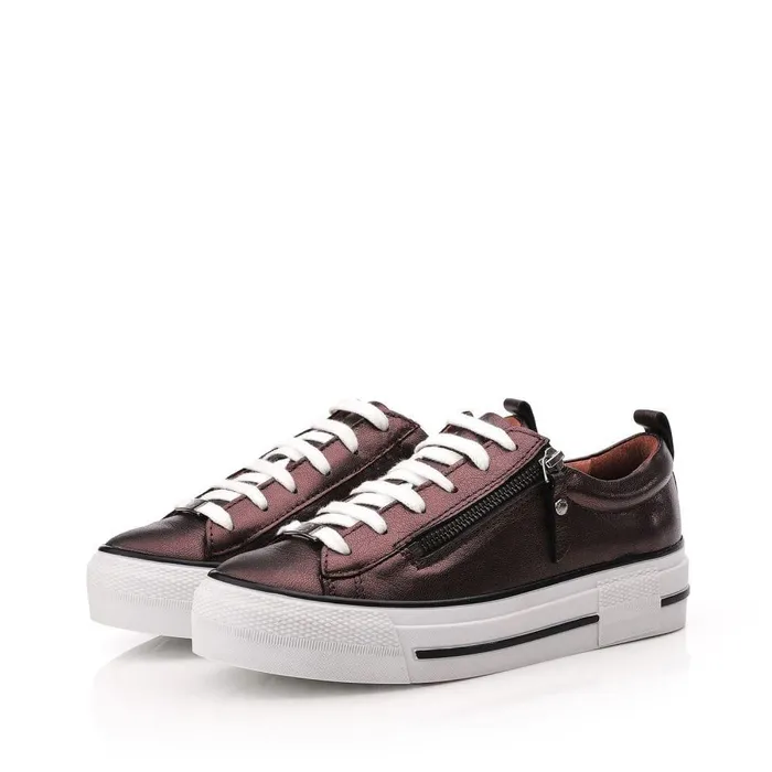 Women Moda In Pelle Casual Trainers Filician Bronze Metallic Leather
