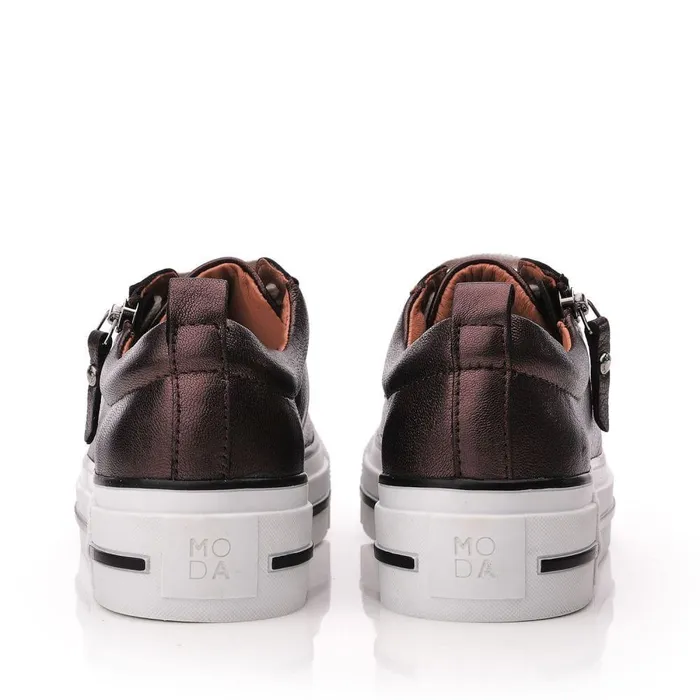 Women Moda In Pelle Casual Trainers Filician Bronze Metallic Leather
