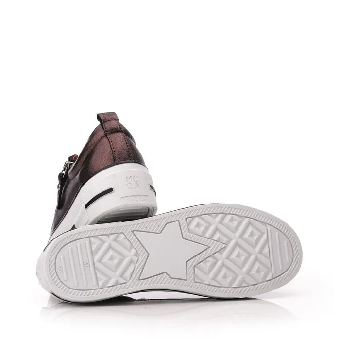 Women Moda In Pelle Casual Trainers Filician Bronze Metallic Leather