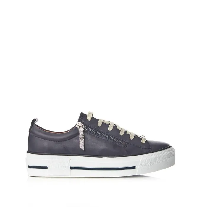 Women Moda In Pelle Casual Trainers Filician Navy Leather