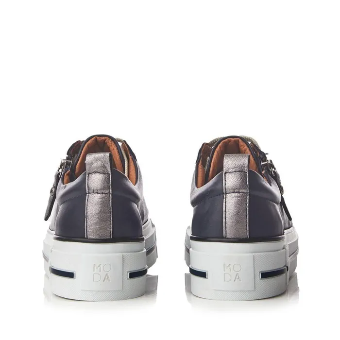 Women Moda In Pelle Casual Trainers Filician Navy Leather