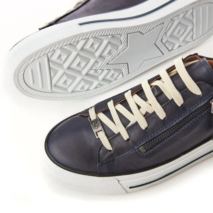 Women Moda In Pelle Casual Trainers Filician Navy Leather