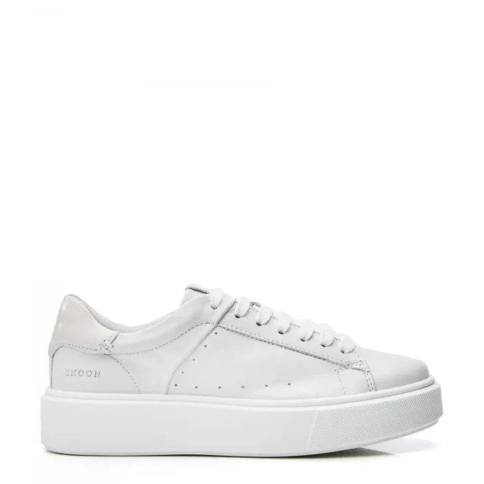 Women Moda In Pelle Casual Trainers Shoon Sh Innie White Leather