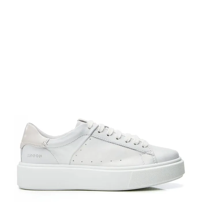 Women Moda In Pelle Casual Trainers Shoon Sh Innie White Leather