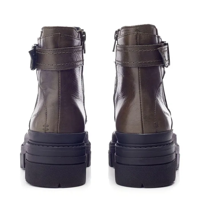 Women Moda In Pelle Chelsea Boots Shoon Sh Oller Olive Leather
