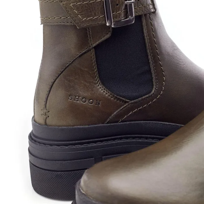 Women Moda In Pelle Chelsea Boots Shoon Sh Oller Olive Leather
