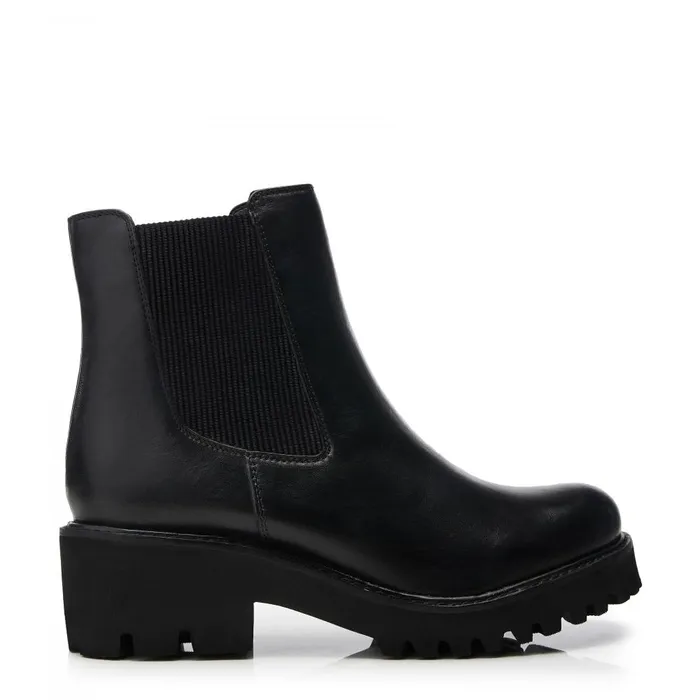 Women Moda In Pelle Chunky Boots Bsoleful BRylee Black Leather