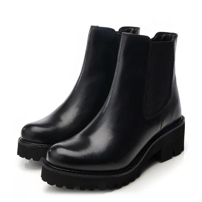 Women Moda In Pelle Chunky Boots Bsoleful BRylee Black Leather