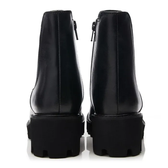 Women Moda In Pelle Chunky Boots Bsoleful BRylee Black Leather