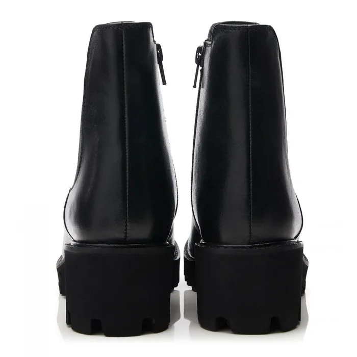 Women Moda In Pelle Chunky Boots Bsoleful BRylee Black Leather