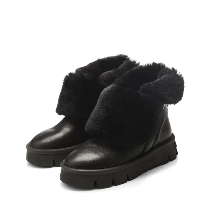 Women Moda In Pelle Chunky Boots Cassa Black Leather