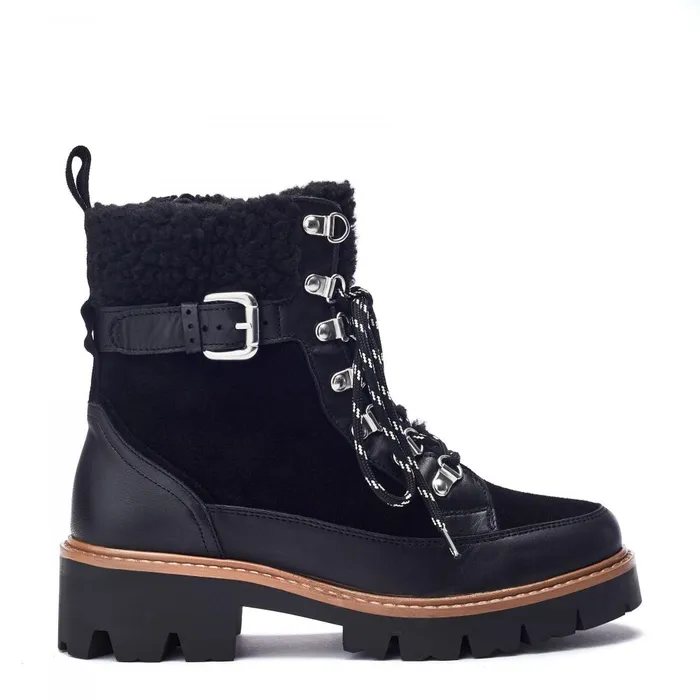 Women Moda In Pelle Chunky Boots Ottavia Black Leather