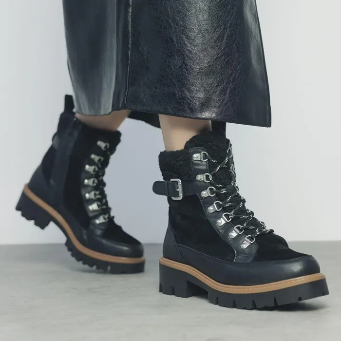 Women Moda In Pelle Chunky Boots Ottavia Black Leather