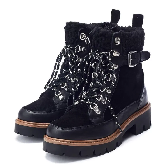 Women Moda In Pelle Chunky Boots Ottavia Black Leather
