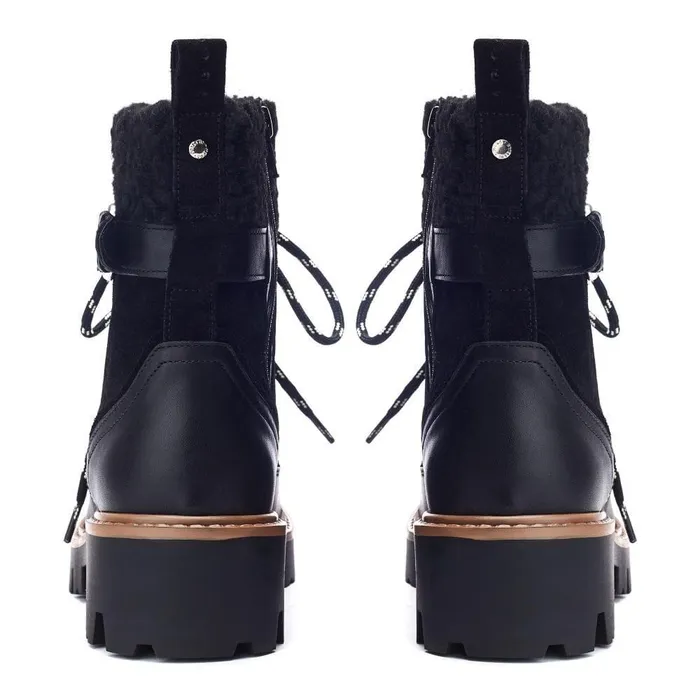Women Moda In Pelle Chunky Boots Ottavia Black Leather