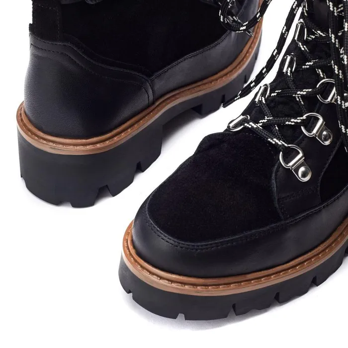 Women Moda In Pelle Chunky Boots Ottavia Black Leather