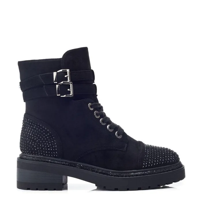 Women Moda In Pelle Chunky Boots Pailton Black Alcantara