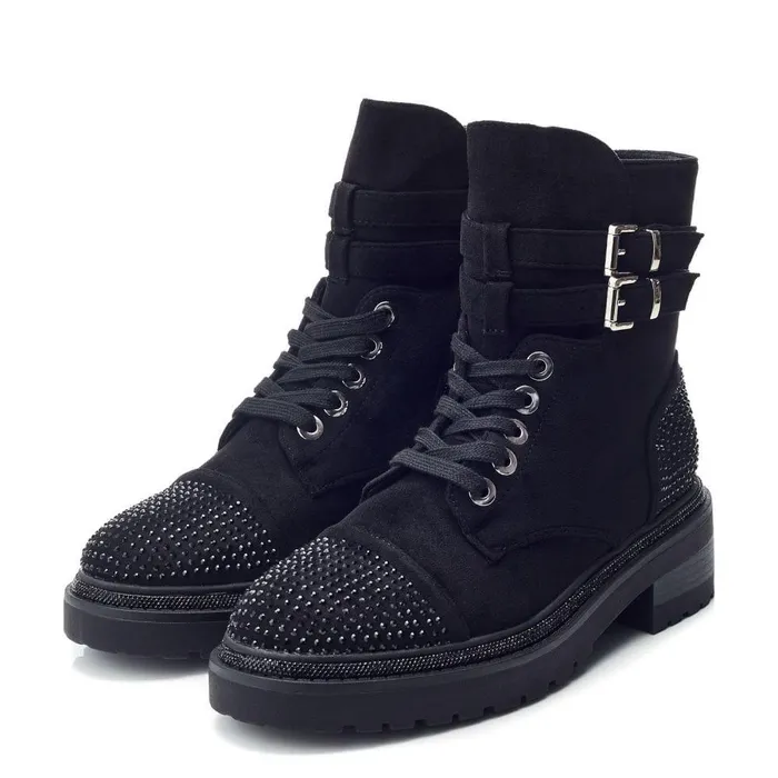 Women Moda In Pelle Chunky Boots Pailton Black Alcantara