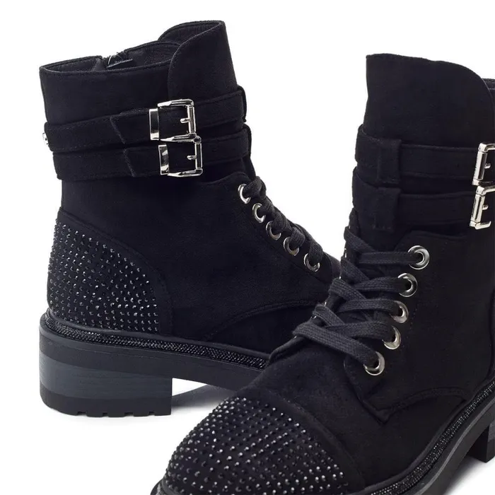 Women Moda In Pelle Chunky Boots Pailton Black Alcantara