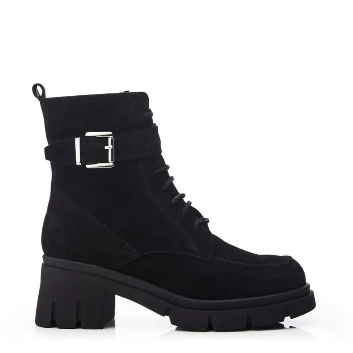 Women Moda In Pelle Chunky Boots Shoon Sh Arta Black Suede