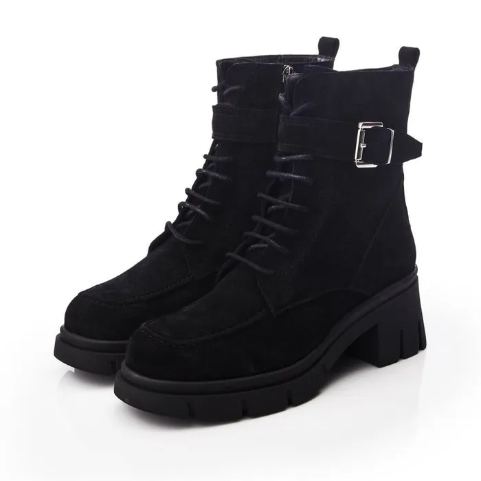 Women Moda In Pelle Chunky Boots Shoon Sh Arta Black Suede