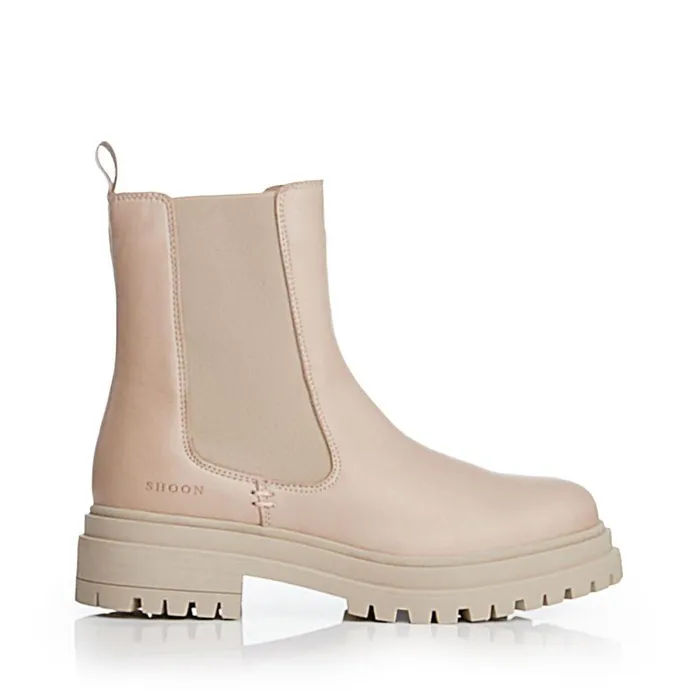 Women Moda In Pelle Chunky Boots Shoon Sh Isha Cream Leather
