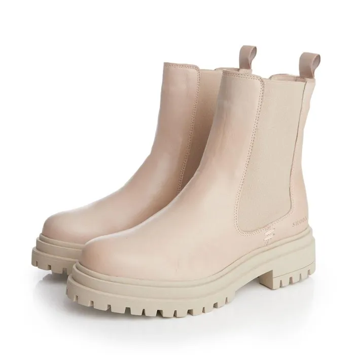 Women Moda In Pelle Chunky Boots Shoon Sh Isha Cream Leather
