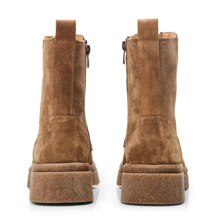 Women Moda In Pelle Chunky Boots Shoon Sh Sacoma Tan Suede