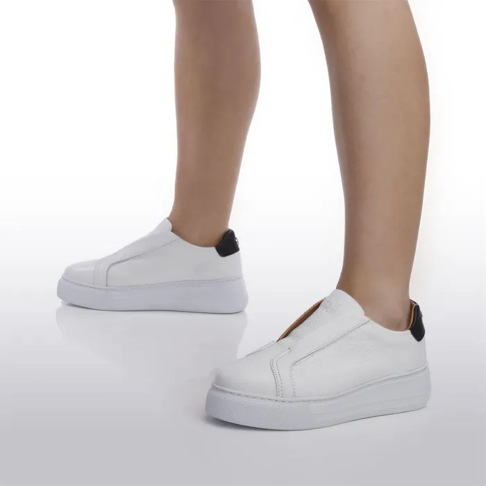 Women Moda In Pelle Chunky Trainers Alber White Leather
