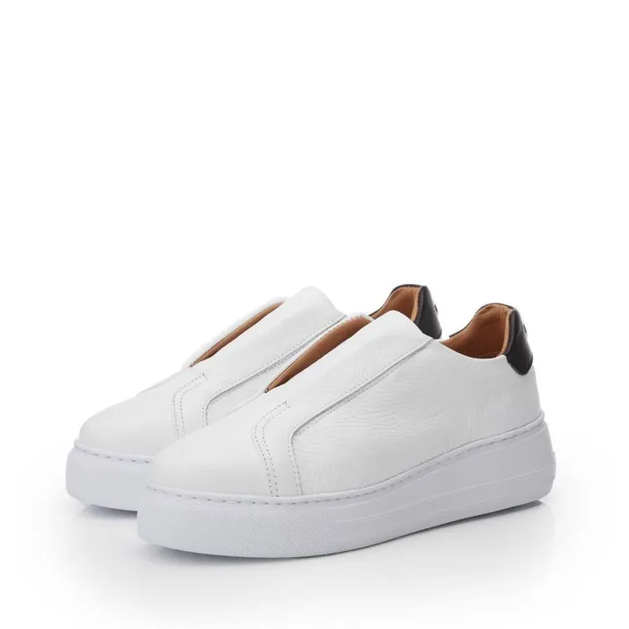 Women Moda In Pelle Chunky Trainers Alber White Leather