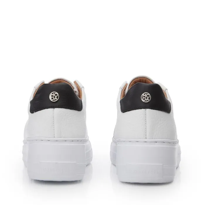 Women Moda In Pelle Chunky Trainers Alber White Leather