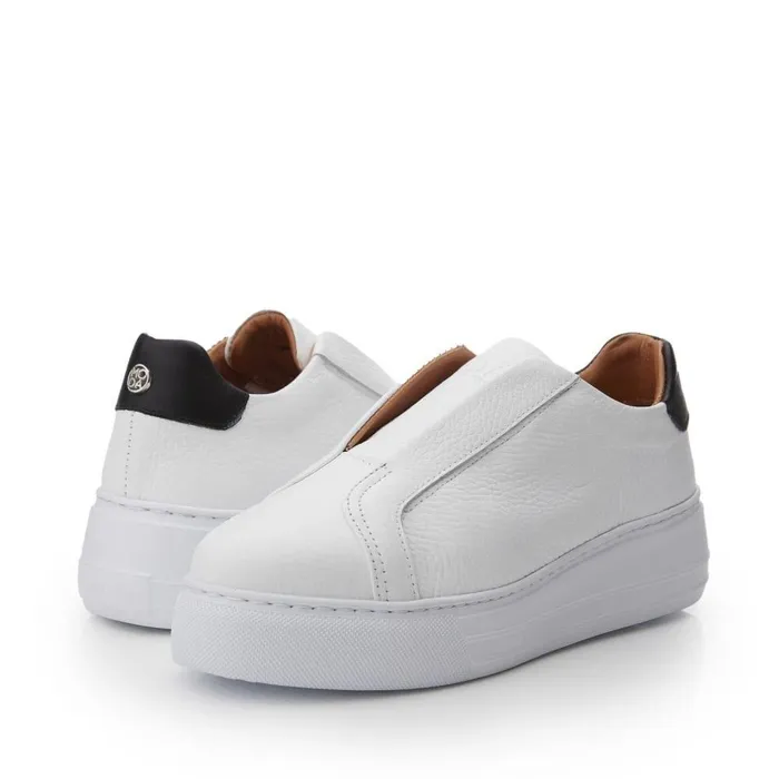 Women Moda In Pelle Chunky Trainers Alber White Leather