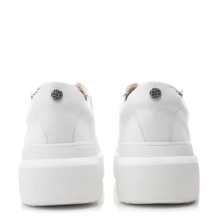 Women Moda In Pelle Chunky Trainers Banquette White Leather