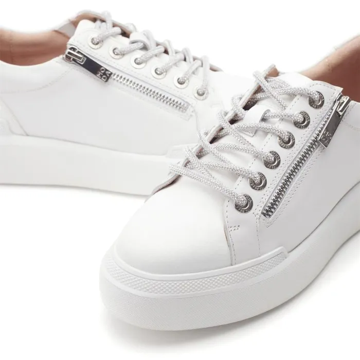Women Moda In Pelle Chunky Trainers Banquette White Leather