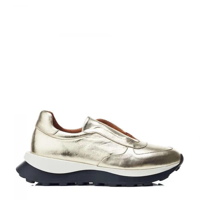 Women Moda In Pelle Chunky Trainers Bsoleful BBristol Gold Leather