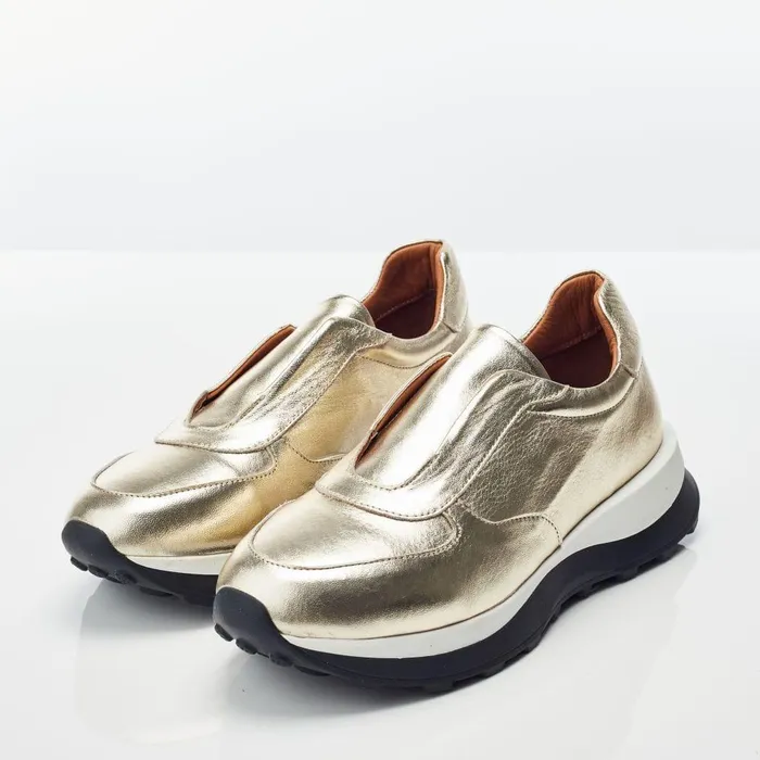 Women Moda In Pelle Chunky Trainers Bsoleful BBristol Gold Leather