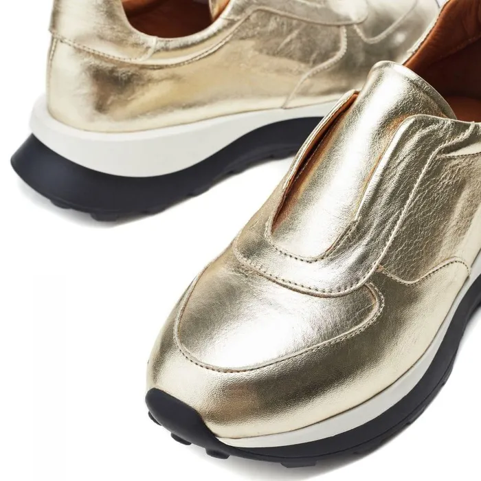 Women Moda In Pelle Chunky Trainers Bsoleful BBristol Gold Leather