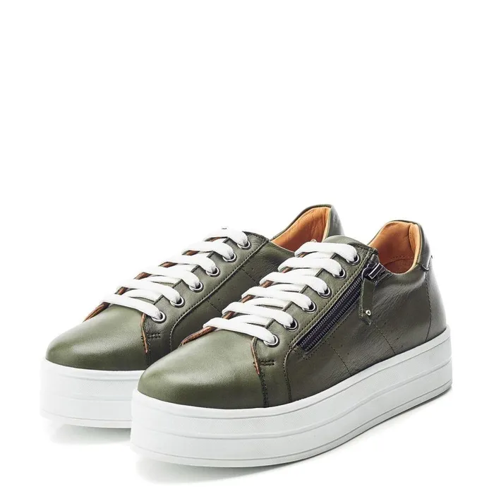 Women Moda In Pelle Chunky Trainers Bsoleful BGlazie Khaki Leather