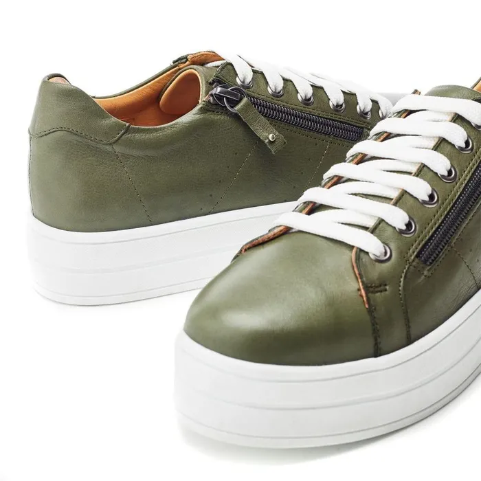 Women Moda In Pelle Chunky Trainers Bsoleful BGlazie Khaki Leather