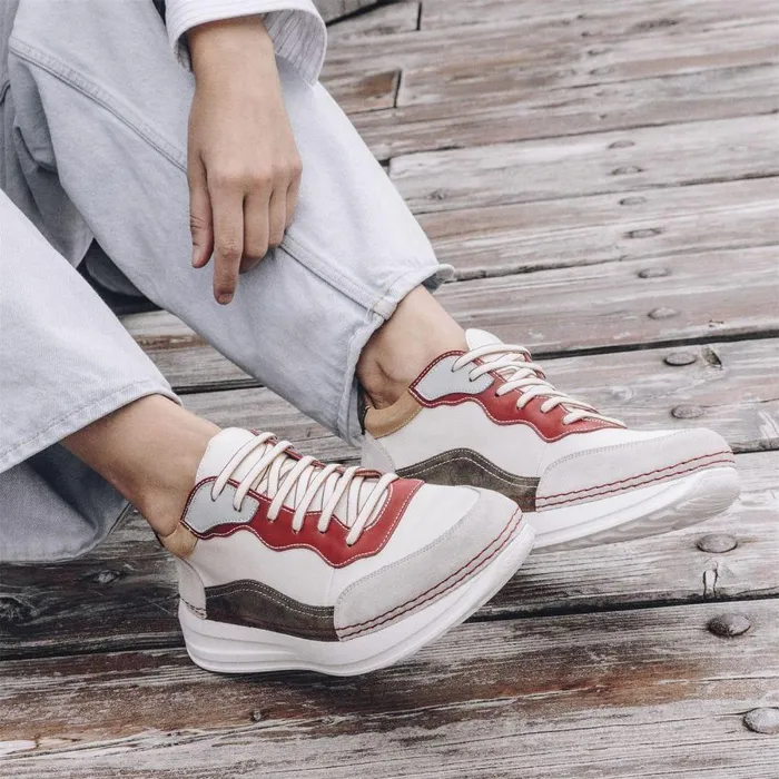 Women Moda In Pelle Chunky Trainers Shoon Sh Dines Multi Leather
