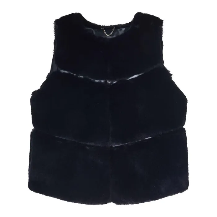 Women Moda In Pelle Clothing Giovannagilet Navy Faux Fur