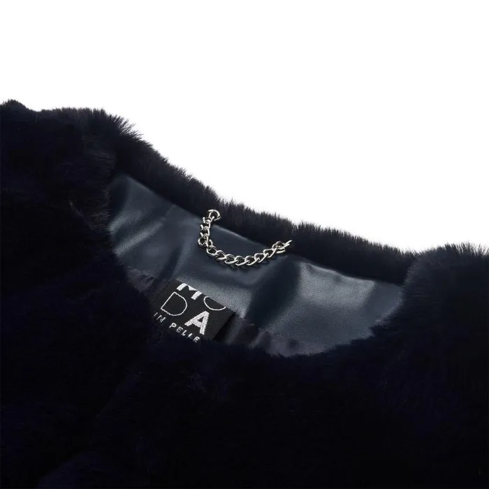 Women Moda In Pelle Clothing Giovannagilet Navy Faux Fur