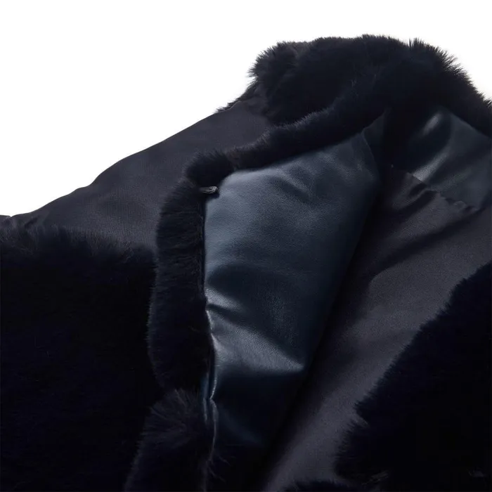 Women Moda In Pelle Clothing Giovannagilet Navy Faux Fur
