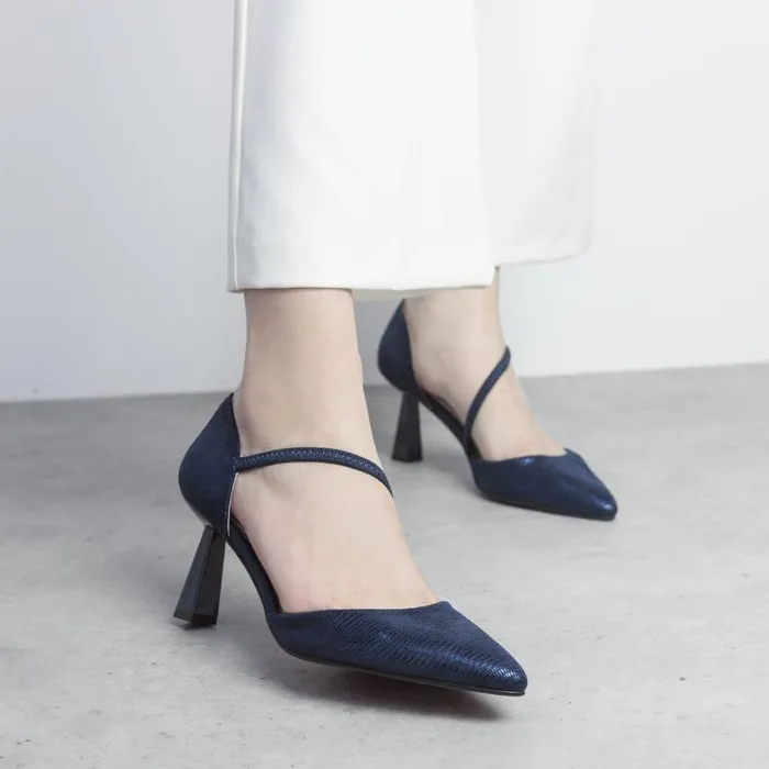Women Moda In Pelle Court Shoes Camariya Navy Lizard