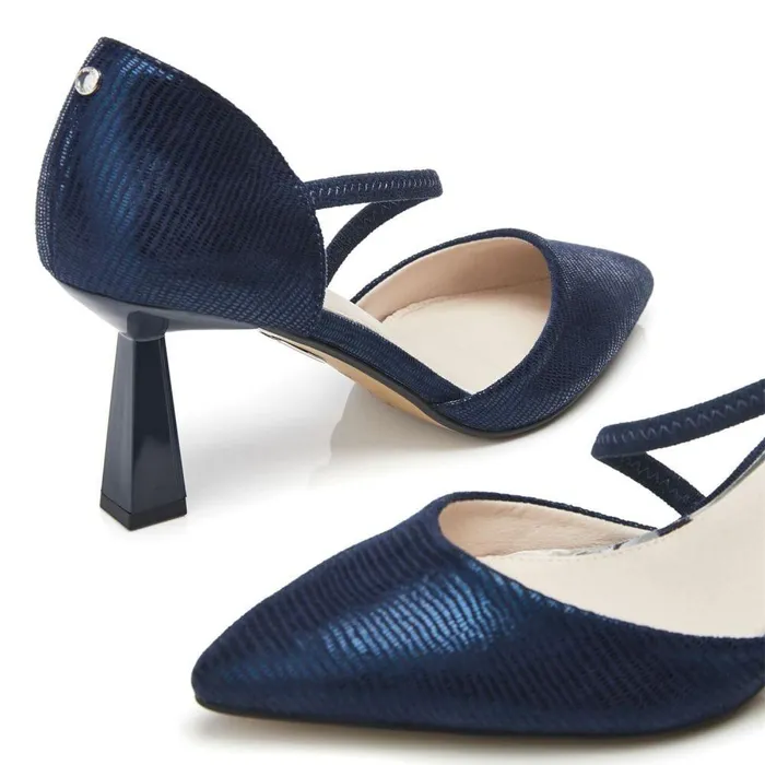 Women Moda In Pelle Court Shoes Camariya Navy Lizard