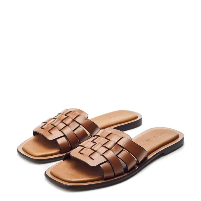 Women Moda In Pelle Flat Sandals Shoon Sh Athol Tan Leather