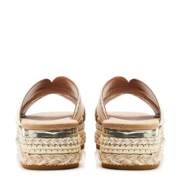 Women Moda In Pelle Flatform Sandals Naiah Off White Textile