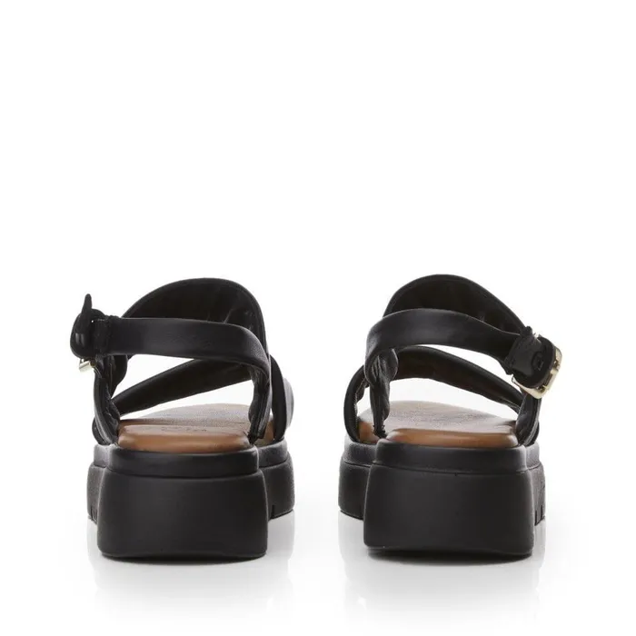 Women Moda In Pelle Flatform Sandals Netty Black Leather